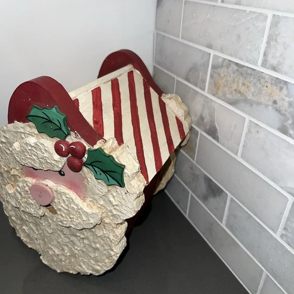 Wooden handmade faux Santa Claus Birdcage